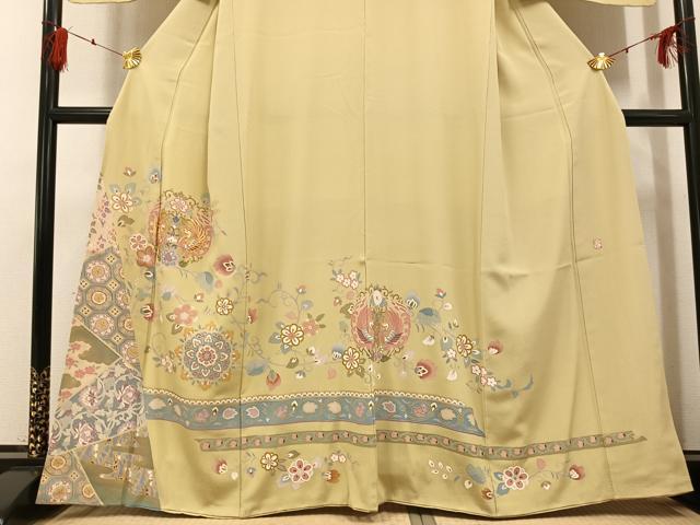 平和屋着物●豪華色留袖　作家物　駒刺繍　花鳥文　金彩　正絹　逸品　AABG0465ph