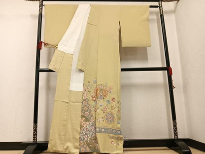 平和屋着物●豪華色留袖　作家物　駒刺繍　花鳥文　金彩　正絹　逸品　AABG0465ph