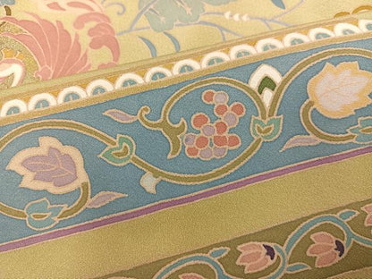 平和屋着物●豪華色留袖　作家物　駒刺繍　花鳥文　金彩　正絹　逸品　AABG0465ph