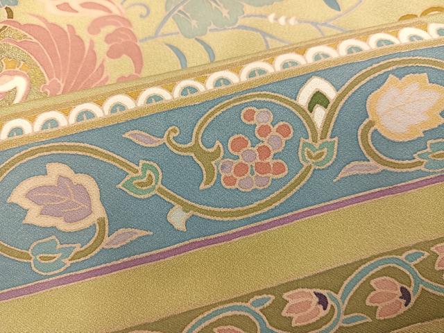 平和屋着物●豪華色留袖　作家物　駒刺繍　花鳥文　金彩　正絹　逸品　AABG0465ph