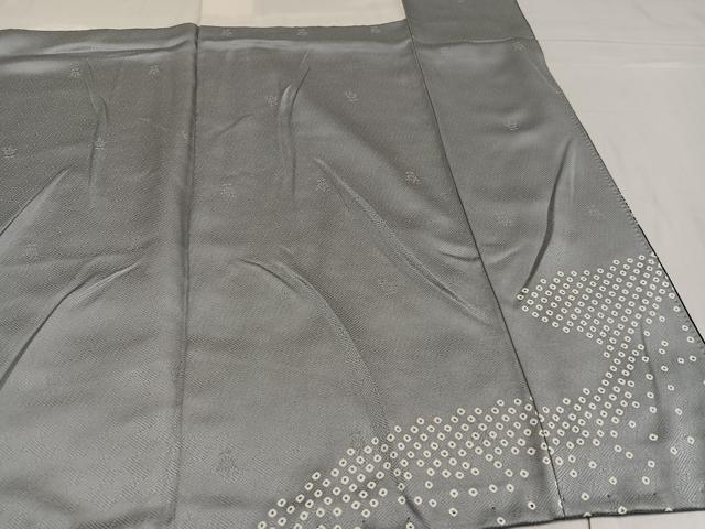 平和屋着物●訪問着 雪輪草花文 暈し染め 黒地 金彩 正絹 逸品 AABG0468ph