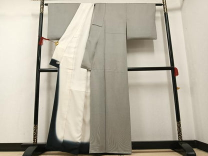 平和屋着物●江戸小紋　万筋　黒×白　正絹　逸品　AABG0471ph