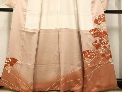 平和屋着物●京友禅作家　米沢新之助　色留袖　駒刺繍　地紙草花文　金彩　正絹　逸品　AABG0472ph