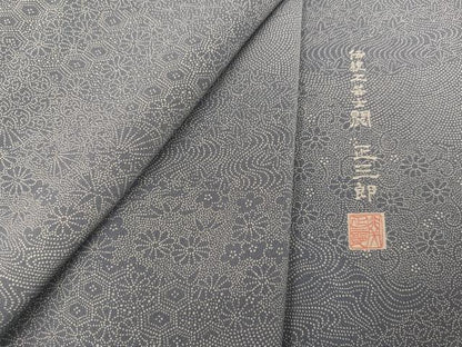 平和屋着物●伝統工芸士 関正三郎 江戸小紋 草花文 正絹 逸品 AABG0474ph