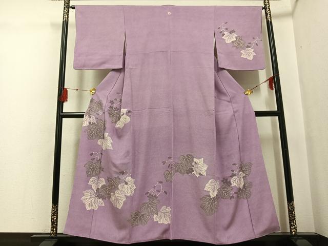 平和屋着物●江戸小紋　訪問着　上山正弘　草花文　正絹　逸品　AABG0475ph