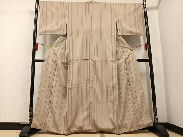 平和屋着物●お召 竹縞 正絹 逸品 AABG0477ph