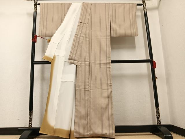 平和屋着物●お召 竹縞 正絹 逸品 AABG0477ph