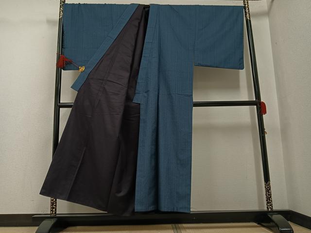 平和屋着物●男性　お召　亀甲柄　正絹　逸品　AABG0479ph