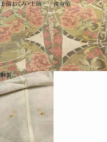 平和屋着物●本場大島紬　白大島　一元絣　草花文　正絹　逸品　AABG0480ph