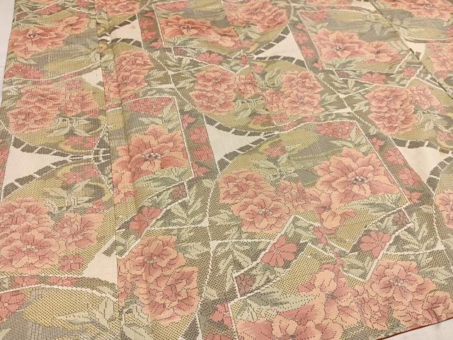 平和屋着物●本場大島紬　白大島　一元絣　草花文　正絹　逸品　AABG0480ph