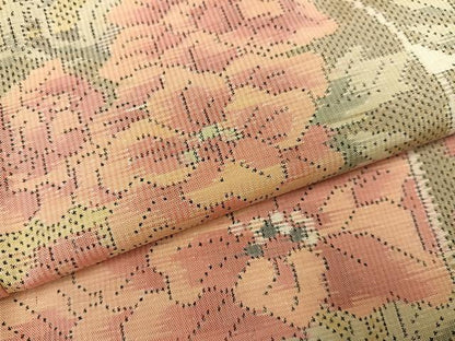 平和屋着物●本場大島紬　白大島　一元絣　草花文　正絹　逸品　AABG0480ph