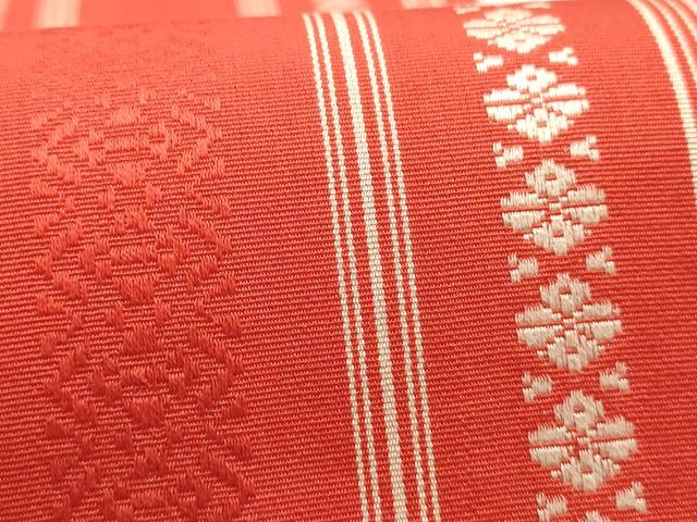 平和屋着物◎本場筑前博多織 半幅帯 吉弥帯 献上 井上絹織(株)作 証紙付き 正絹 逸品 AABG0538ay