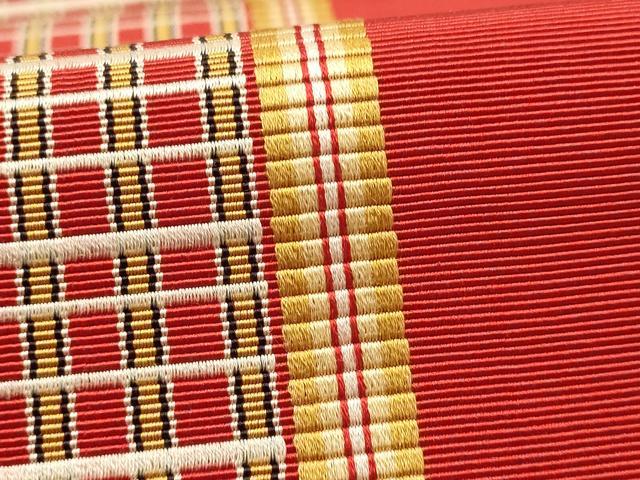 平和屋着物◎本場筑前博多織　半幅帯　間道　正絹　逸品　AABG0546ay