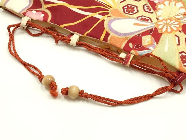 平和屋着物▼和装小物　巾着バック　花柄　金彩　逸品　AABG0591ay