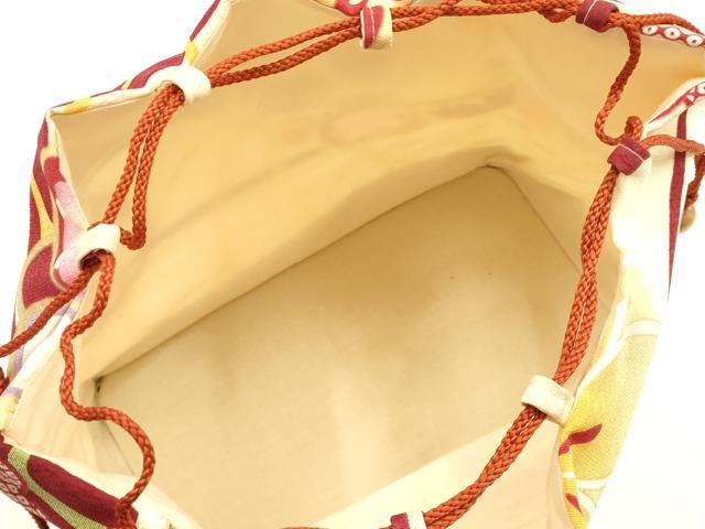 平和屋着物▼和装小物　巾着バック　花柄　金彩　逸品　AABG0591ay