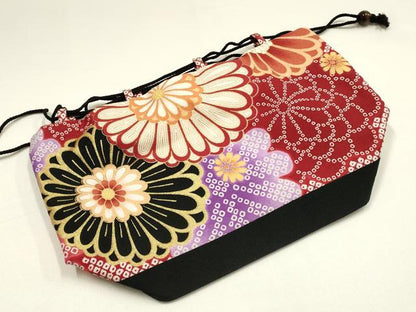 平和屋着物▼和装小物　巾着バック　花柄　金彩　逸品　AABG0593ay