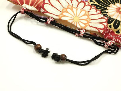 平和屋着物▼和装小物　巾着バック　花柄　金彩　逸品　AABG0593ay