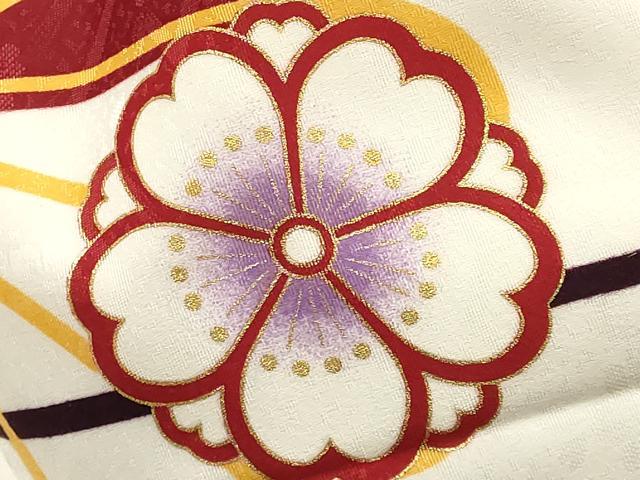 平和屋着物▼和装小物　巾着バック　花柄　金彩　逸品　AABG0594ay