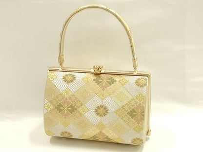 平和屋着物●和装小物　和装バッグ　ハンドバッグ　花菱　金銀糸　逸品　AABG0595ay