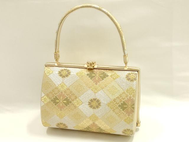 平和屋着物●和装小物　和装バッグ　ハンドバッグ　花菱　金銀糸　逸品　AABG0595ay