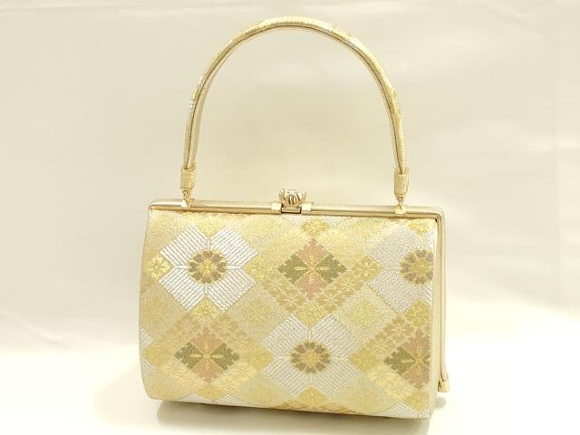 平和屋着物●和装小物　和装バッグ　ハンドバッグ　花菱　金銀糸　逸品　AABG0595ay
