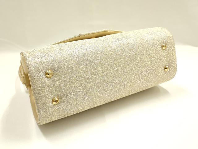 平和屋着物●和装小物　和装バッグ　ハンドバッグ　花柄　金銀糸　マグネット式　逸品　AABG0599ay