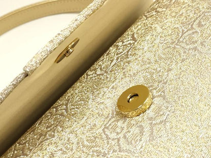 平和屋着物●和装小物　和装バッグ　ハンドバッグ　花柄　金銀糸　マグネット式　逸品　AABG0599ay