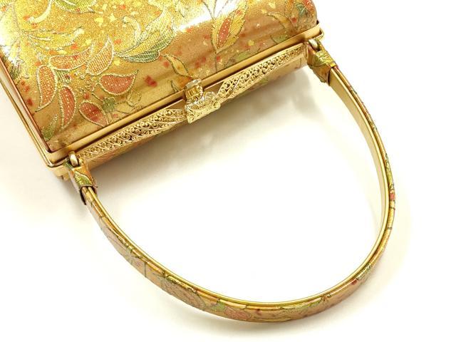 平和屋着物▼和装小物 和装バッグ おき宗 ハンドバッグ 花柄 更紗 金彩 逸品 AABG0601ay