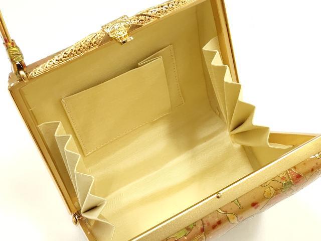 平和屋着物▼和装小物 和装バッグ おき宗 ハンドバッグ 花柄 更紗 金彩 逸品 AABG0601ay