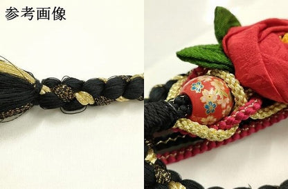 平和屋着物●和装小物　振袖用帯締め　装飾　ちりめん細工　飾り玉　金糸　金彩　逸品　AABG0628ay