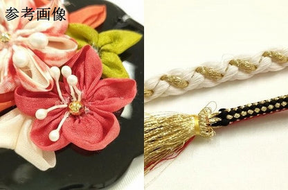 平和屋着物●和装小物　振袖用帯締め　装飾　つまみ細工　ビーズ　小田巻　金糸　逸品　AABG0629ay
