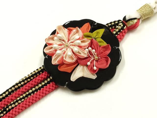 平和屋着物●和装小物　振袖用帯締め　装飾　つまみ細工　ビーズ　小田巻　金糸　逸品　AABG0629ay