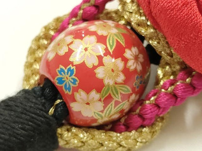 平和屋着物●和装小物　振袖用帯締め　装飾　ちりめん細工　飾り玉　金糸　金彩　逸品　AABG0634ay