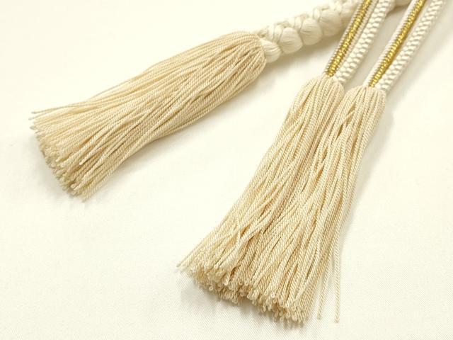 平和屋着物●和装小物　振袖用帯締め　装飾　ちりめん細工　金銀糸　撚り房　逸品　AABG0635ay