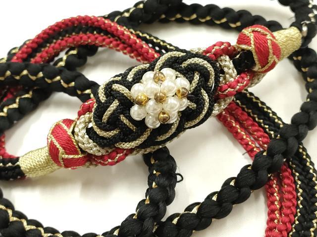 平和屋着物●和装小物　振袖用帯締め　装飾　ビーズ　あわじ玉　金銀糸　逸品　AABG0636ay