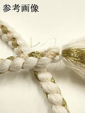 平和屋着物●和装小物　振袖用帯締め　装飾　ちりめん細工　飾り玉　金糸　金彩　逸品　AABG0639ay