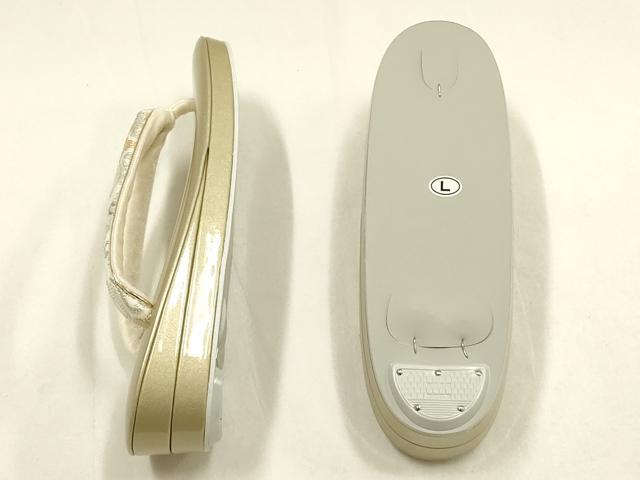 平和屋着物●和装小物　和装バッグ・草履セット　西陣　ハンドバッグ　花柄　金銀糸　マグネット式　正絹　逸品　未使用　AABG0714ay