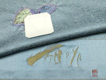 平和屋着物●久保田一竹　幻の辻が花　小紋　反物　着尺　金通し地　正絹　逸品　未使用　AABG0762ay