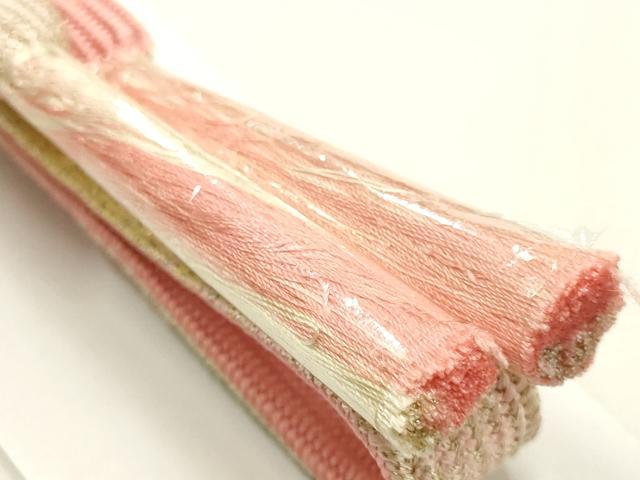 平和屋本店●和装小物　帯締め・帯揚げセット　高麗組　刺繍　舞花文　金糸　暈し染め　逸品　未使用　AABG0765ay