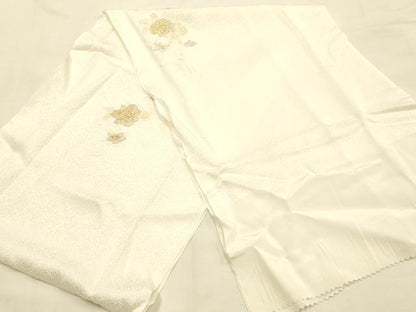 平和屋本店●和装小物　帯締め・帯揚げ・扇子セット　礼装用　手刺繍　高麗組 綾出し　花柄　金彩　亀房付き　逸品　未使用　AABG0766ay