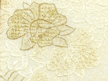 平和屋本店●和装小物　帯締め・帯揚げ・扇子セット　礼装用　手刺繍　高麗組 綾出し　花柄　金彩　亀房付き　逸品　未使用　AABG0766ay