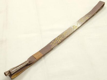 平和屋本店●和装小物　帯締め・帯揚げセット　高麗組 綾出し　花柄　金糸　金彩　逸品　未使用　AABG0768ay