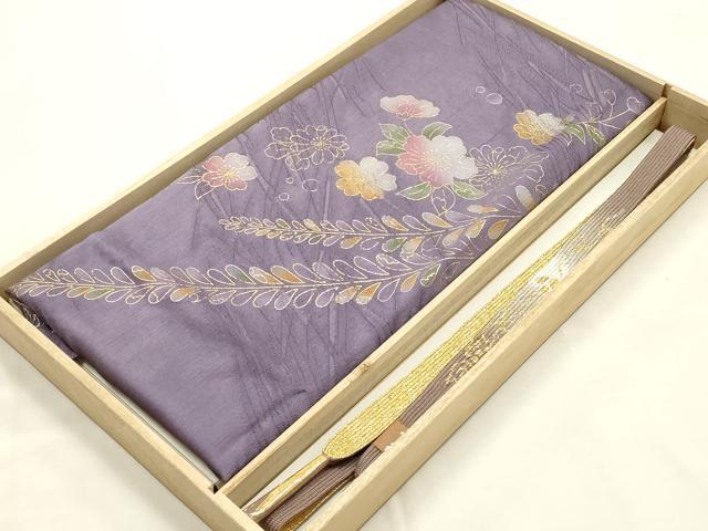 平和屋本店●和装小物　帯締め・帯揚げセット　高麗組 綾出し　花柄　金糸　金彩　逸品　未使用　AABG0768ay