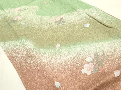 平和屋本店●和装小物　帯締め・帯揚げセット　笹浪組　舞花文　たたき染め　金銀糸　逸品　未使用　AABG0771ay