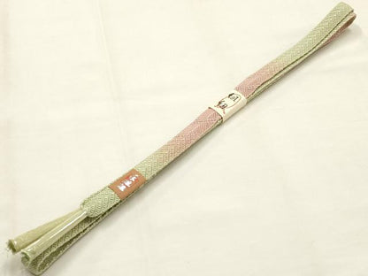 平和屋本店●和装小物　帯締め・帯揚げセット　笹浪組　舞花文　たたき染め　金銀糸　逸品　未使用　AABG0771ay
