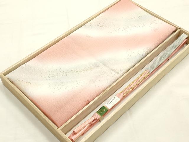 平和屋本店●和装小物　帯締め・帯揚げセット　変わり高麗組　霞文　暈し染め　三分金糸　金彩　逸品　未使用　AABG0772ay