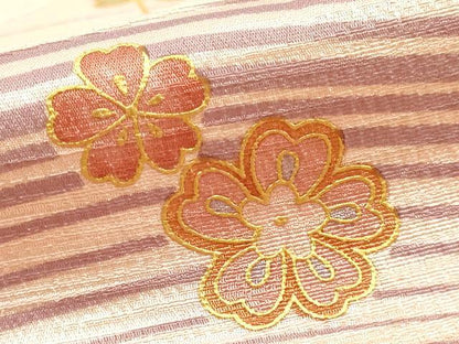 平和屋本店●和装小物　帯締め・帯揚げセット　舞花文　暈し染め　金糸　金彩　逸品　未使用　AABG0774ay