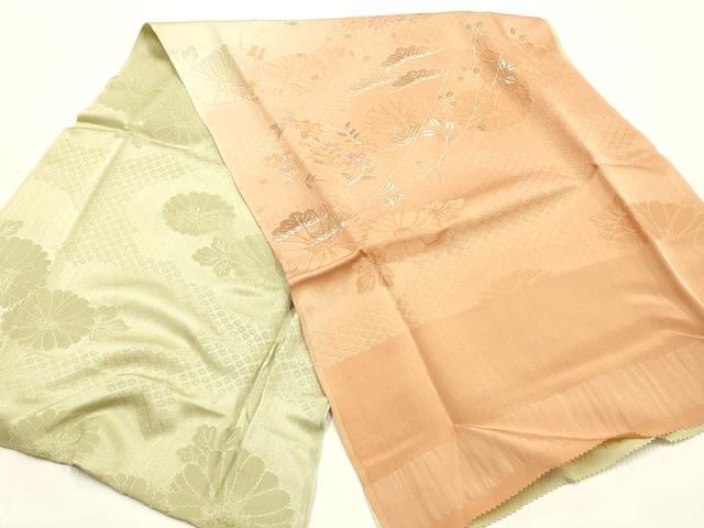 平和屋本店●和装小物　帯締め・帯揚げセット　高麗組　刺繍　草花文　金糸　金彩　逸品　未使用　AABG0776ay