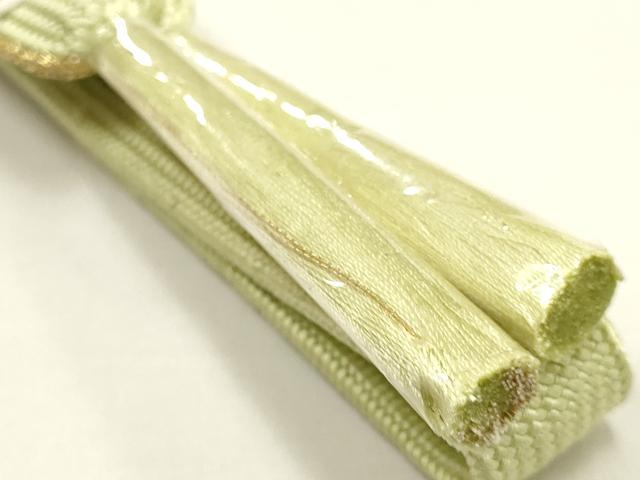 平和屋本店●和装小物　帯締め・帯揚げセット　高麗組　刺繍　草花文　金糸　金彩　逸品　未使用　AABG0776ay