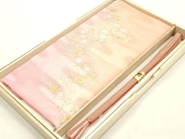 平和屋本店●和装小物　帯締め・帯揚げセット　草花文　暈し染め　金糸　金彩　逸品　未使用　AABG0777ay